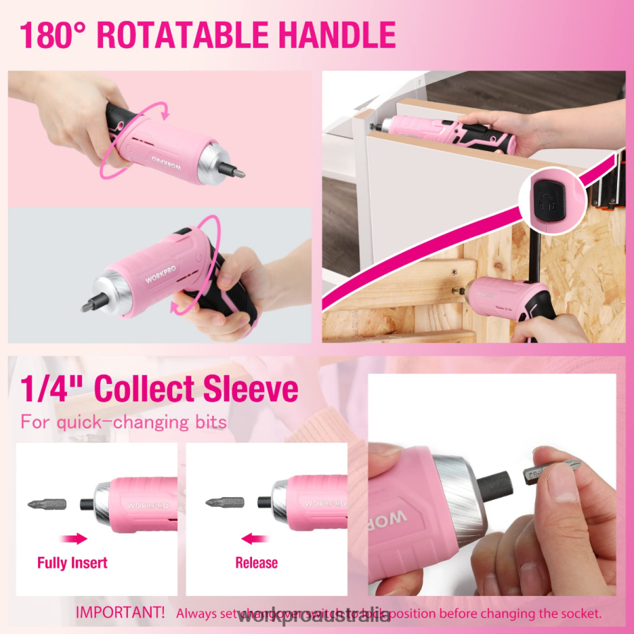 WORKPRO 18 Pcs General Home Tool Kit D4R0VT102 Tool Pink/Blue