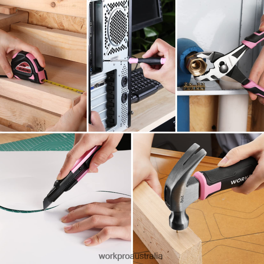 WORKPRO 18 Pcs General Home Tool Kit D4R0VT102 Tool Pink/Blue