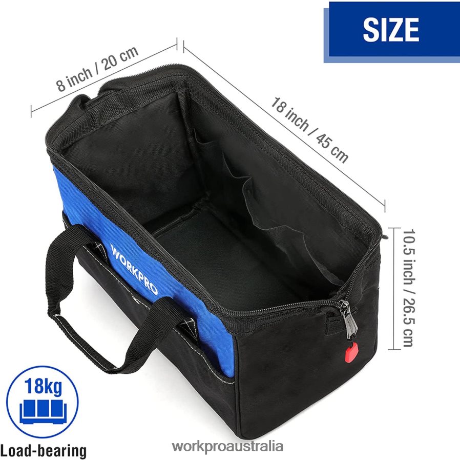 WORKPRO 18-inch Close Top Wide Mouth Storage Tool Bag with Adjustable Shoulder Strap D4R0VT27 Storage Useful