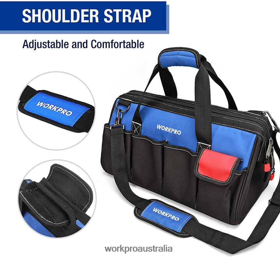 WORKPRO 18-inch Close Top Wide Mouth Storage Tool Bag with Adjustable Shoulder Strap D4R0VT27 Storage Useful