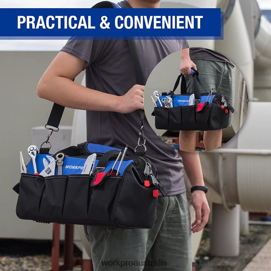 WORKPRO 18-inch Close Top Wide Mouth Storage Tool Bag with Adjustable Shoulder Strap D4R0VT27 Storage Useful