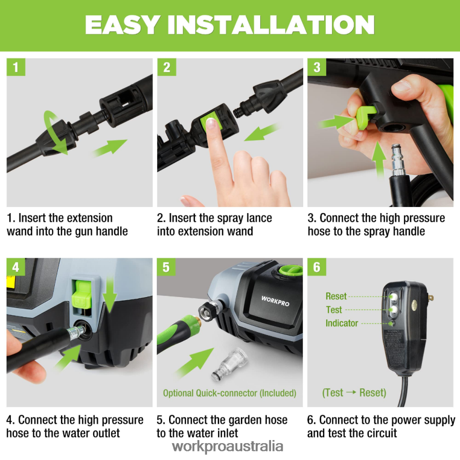 WORKPRO 1900 Max PSI 18 GPM 12-Amp Compact Electric High Pressure Washer D4R0VT299 Tool Helpful