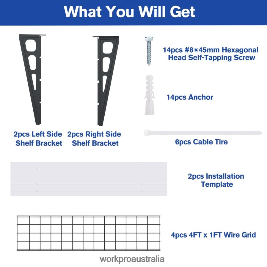 WORKPRO 2-Pack 2x4FT Heavy Duty Garage Wall Mounted Shelving 400lbs Load Capacity (Total) D4R0VT14 Storage Black