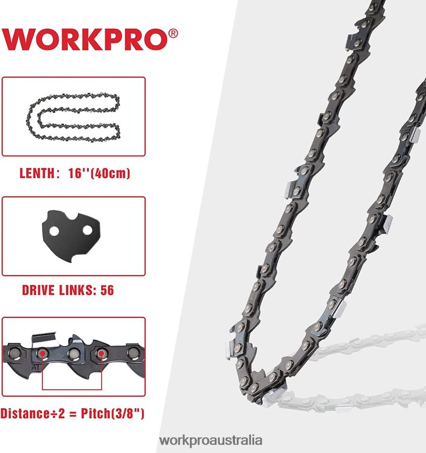 WORKPRO 2-Pack Chainsaw Chain 3/8\Pitch 56 Drive Links Wood Cutting Saw Chain for Chainsaw Parts D4R0VT204 Tool Useful