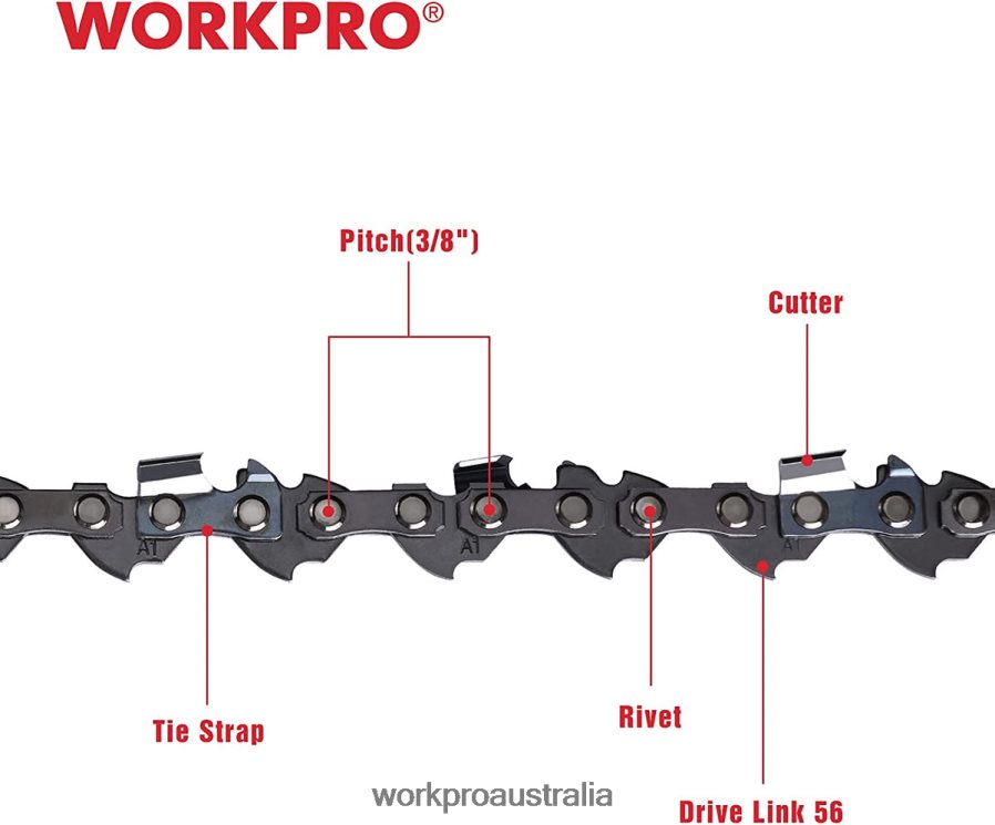 WORKPRO 2-Pack Chainsaw Chain 3/8\Pitch 56 Drive Links Wood Cutting Saw Chain for Chainsaw Parts D4R0VT204 Tool Useful