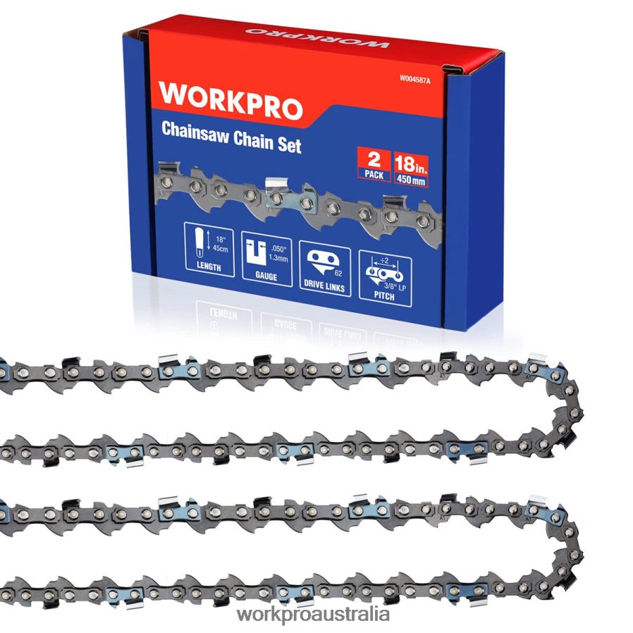 WORKPRO 2-Pack Chainsaw Chain 3/8Pitch 62 Drive Links Wood Cutting Saw Chain for Chainsaw Parts D4R0VT203 Tool New