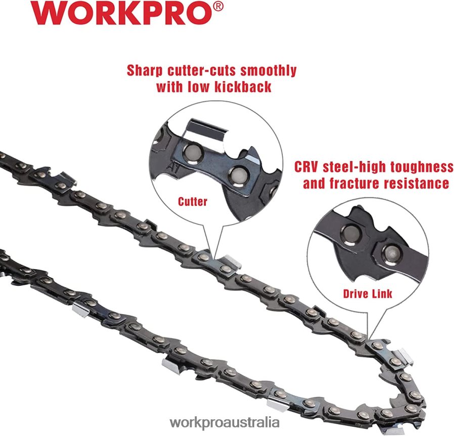 WORKPRO 2-Pack Chainsaw Chain 3/8\Pitch 62 Drive Links Wood Cutting Saw Chain for Chainsaw Parts D4R0VT203 Tool New