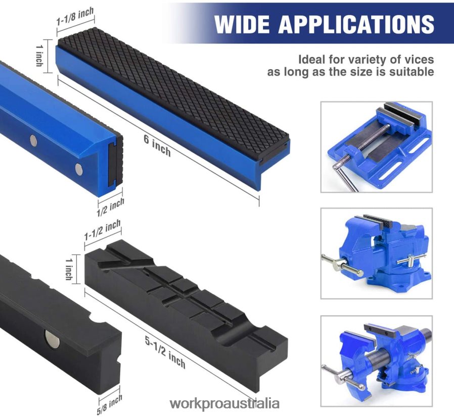 WORKPRO 2-Pair Vise Jaw Pads Magnetic Vise Jaw Covers Protectors Multi-Groove Jaw Pads and Aluminum Pads Set D4R0VT117 Tool Morden