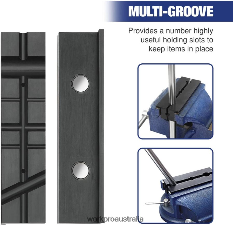 WORKPRO 2-Pair Vise Jaw Pads Magnetic Vise Jaw Covers Protectors Multi-Groove Jaw Pads and Aluminum Pads Set D4R0VT117 Tool Morden