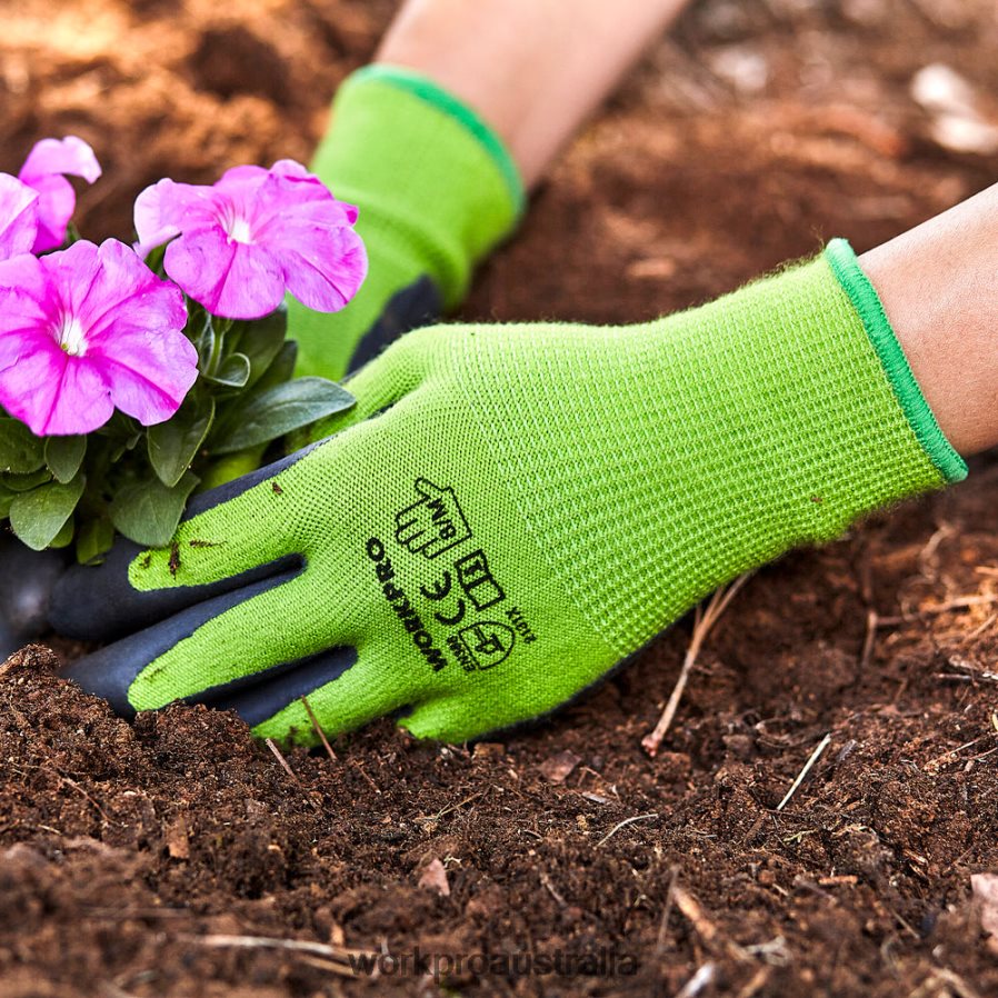 WORKPRO 2 Pairs Garden Working Gloves with Eco Latex Palm Coated and Touchscreen for Weeding Digging Raking and Pruning D4R0VT273 Tool New