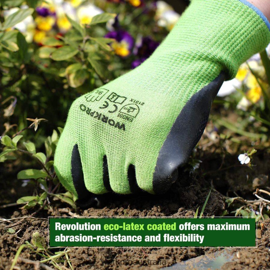 WORKPRO 2 Pairs Garden Working Gloves with Eco Latex Palm Coated and Touchscreen for Weeding Digging Raking and Pruning D4R0VT273 Tool New