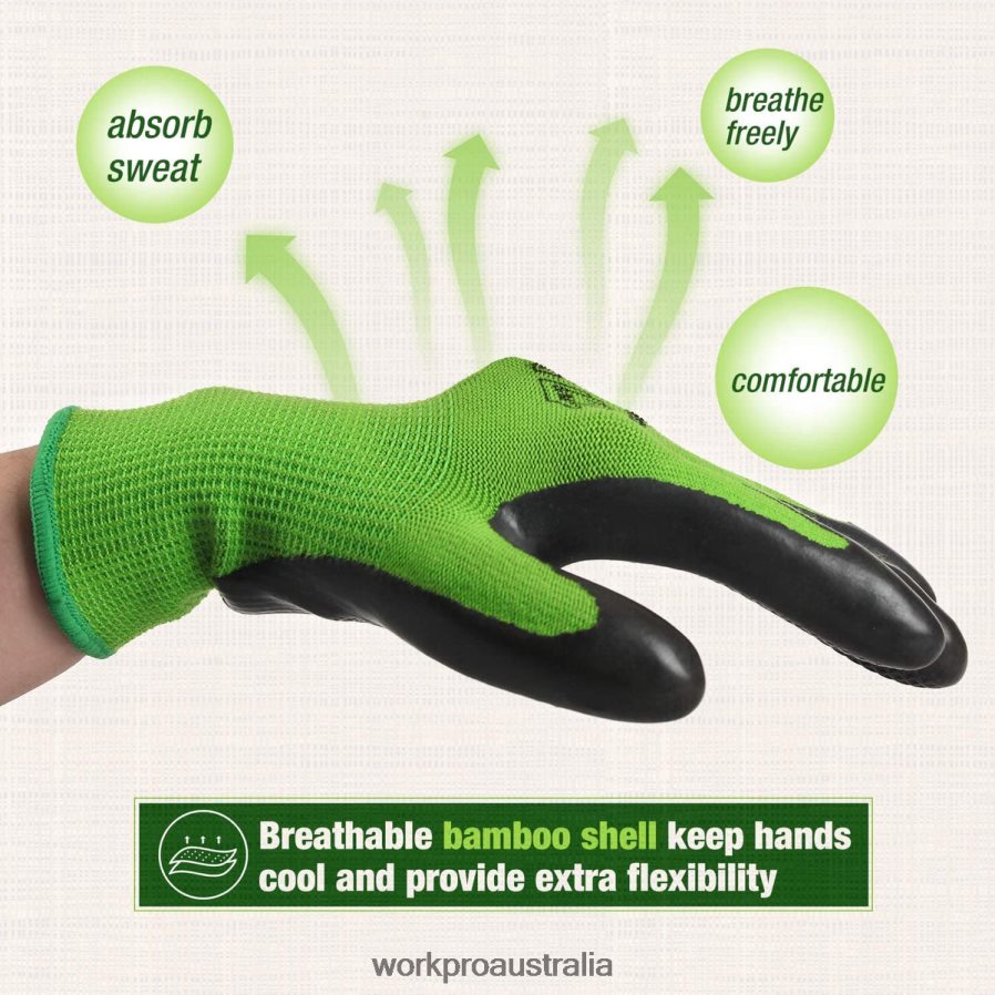 WORKPRO 2 Pairs Garden Working Gloves with Eco Latex Palm Coated and Touchscreen for Weeding Digging Raking and Pruning D4R0VT273 Tool New