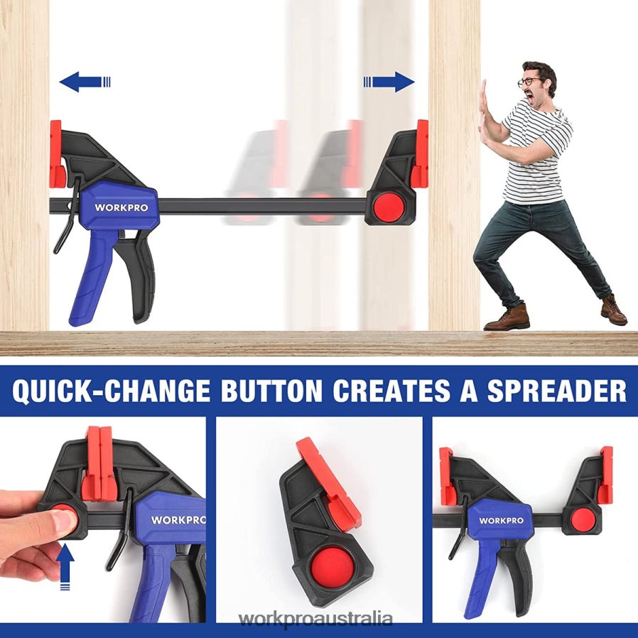 WORKPRO 2 Pcs Bar Clamps for Woodworking Medium Duty 300lbs One-Handed Clamp/Spreader D4R0VT118 Tool Morden