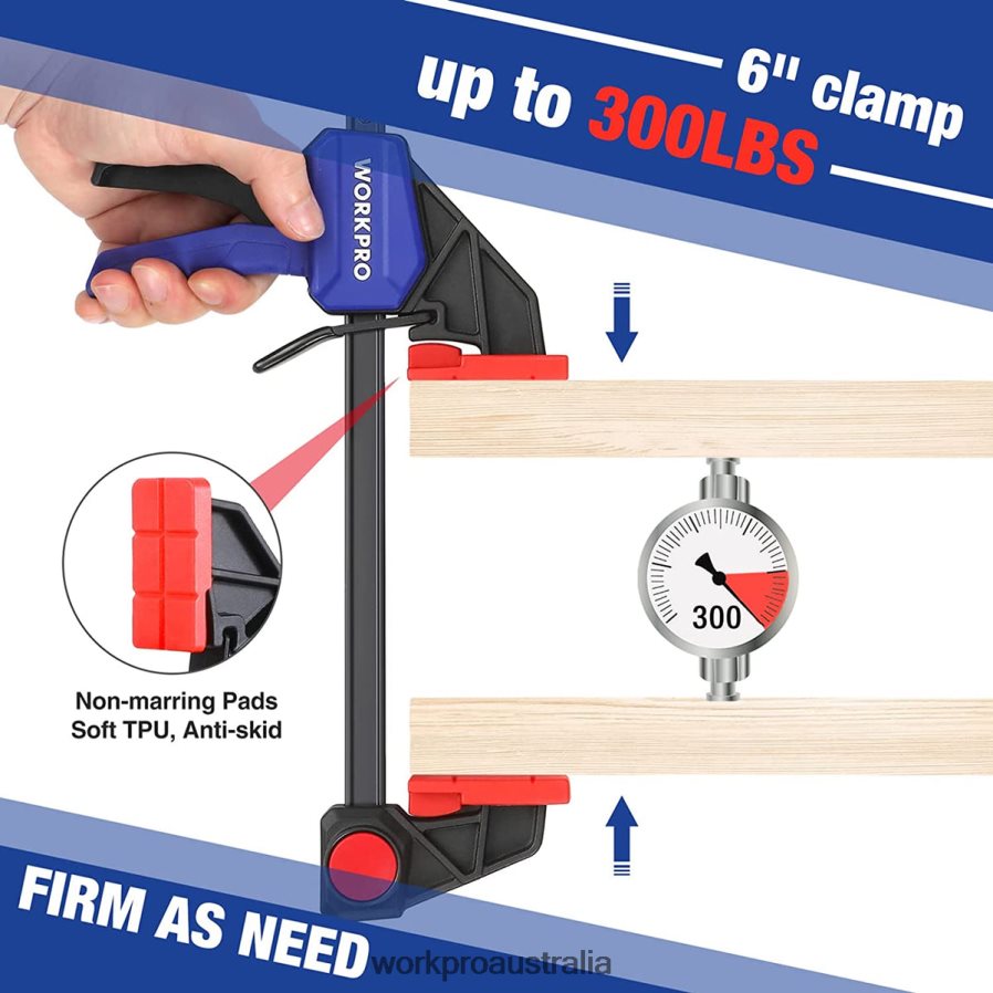 WORKPRO 2 Pcs Bar Clamps for Woodworking Medium Duty 300lbs One-Handed Clamp/Spreader D4R0VT123 Tool Helpful