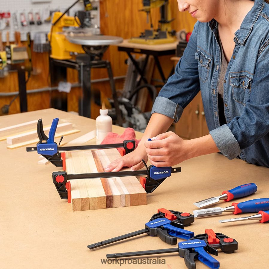 WORKPRO 2 Pcs Bar Clamps for Woodworking Medium Duty 300lbs One-Handed Clamp/Spreader D4R0VT123 Tool Helpful