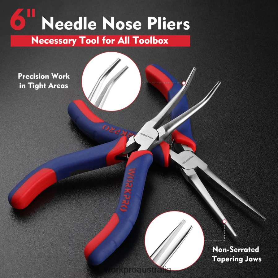 WORKPRO 2-Pcs Mini Needle Nose Pliers Set Long Nose Pliers Bent Nose Pliers D4R0VT73 Tool Morden