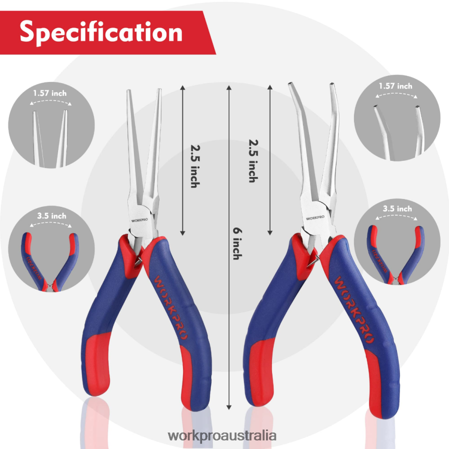 WORKPRO 2-Pcs Mini Needle Nose Pliers Set Long Nose Pliers Bent Nose Pliers D4R0VT73 Tool Morden
