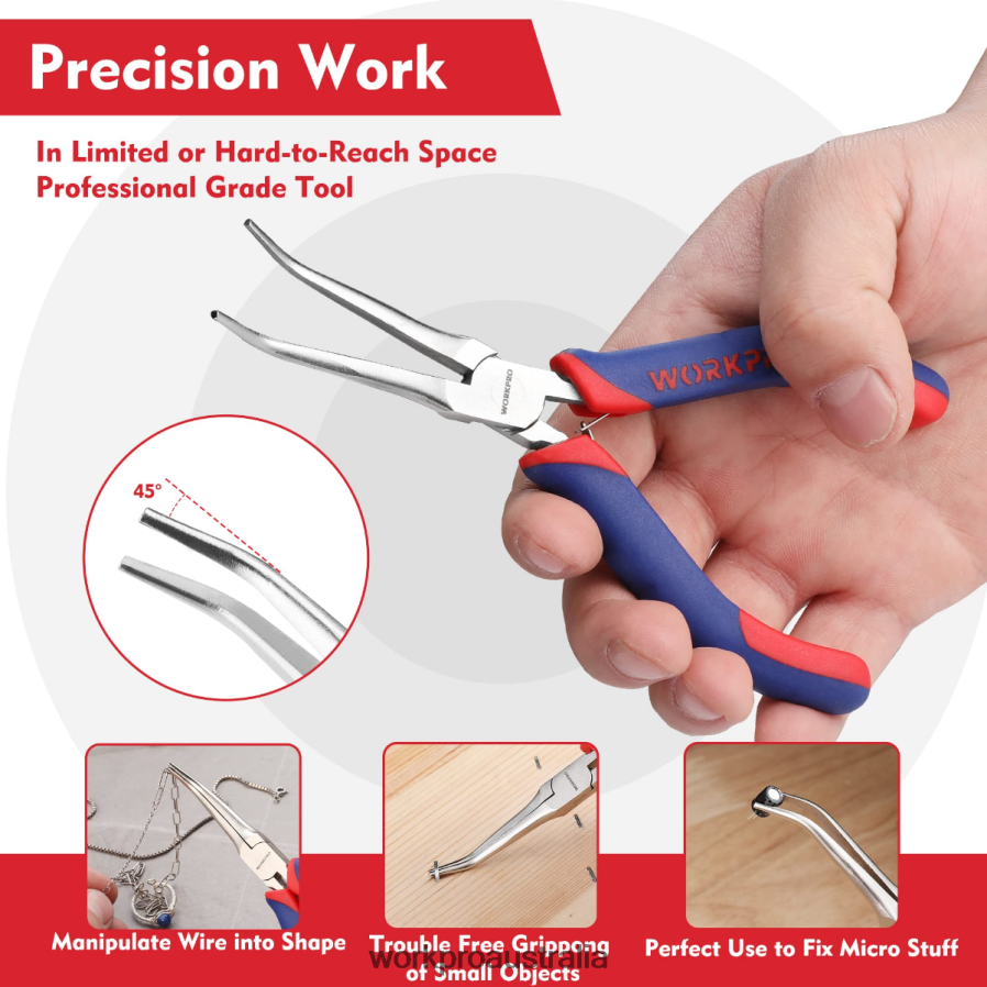 WORKPRO 2-Pcs Mini Needle Nose Pliers Set Long Nose Pliers Bent Nose Pliers D4R0VT73 Tool Morden