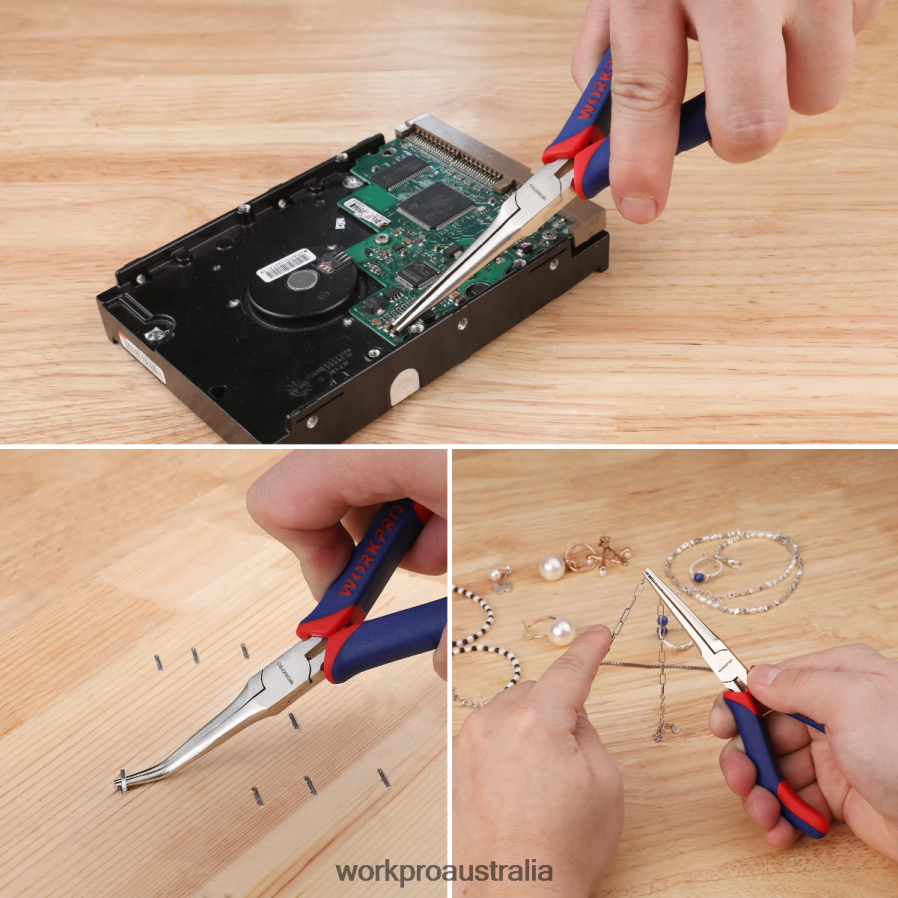 WORKPRO 2-Pcs Mini Needle Nose Pliers Set Long Nose Pliers Bent Nose Pliers D4R0VT73 Tool Morden