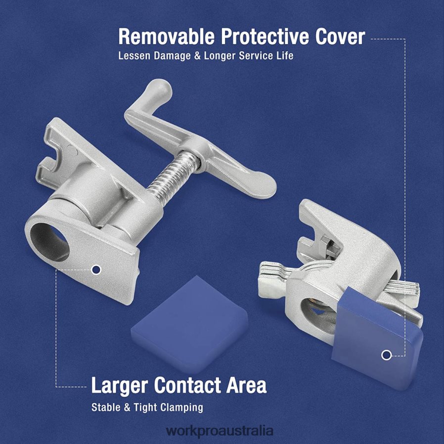 WORKPRO 2 Pcs Pipe Clamps Aluminum Die-casting Lightweight Tube Clamps D4R0VT124 Tool Black