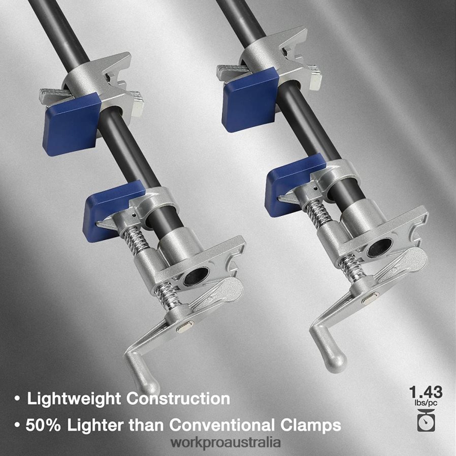 WORKPRO 2 Pcs Pipe Clamps Aluminum Die-casting Lightweight Tube Clamps D4R0VT124 Tool Black