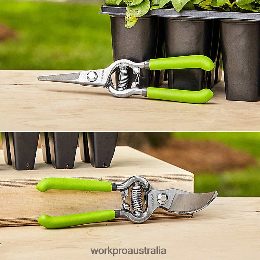 WORKPRO 2 Pcs Pruning Shears Set with Steel Straight Blade D4R0VT271 Tool Helpful