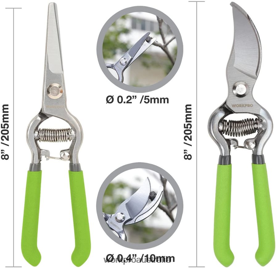 WORKPRO 2 Pcs Pruning Shears Set with Steel Straight Blade D4R0VT271 Tool Helpful