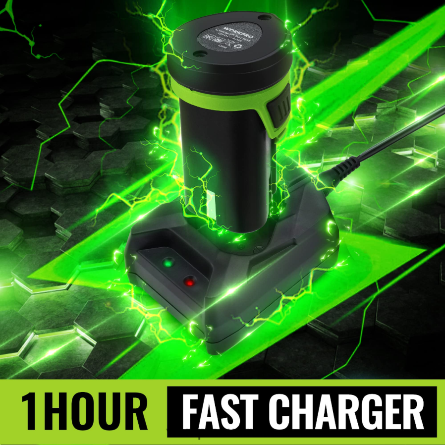 WORKPRO 2 in 1 12V Electric Cordless Grass Hedge Shear  Handheld Shrubbery Trimmer with 20Ah Rechargeable Lithium-Ion Battery and 1 Hour Fast Charger D4R0VT301 Tool Morden