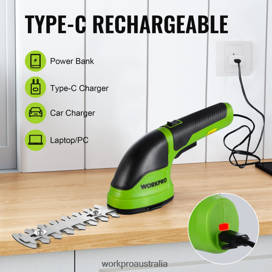 WORKPRO 2 in 1 Handheld 36V Electric Cordless Shrubbery Trimmer Hedge Shears/Grass Cutter D4R0VT268 Tool Pink/Green/White