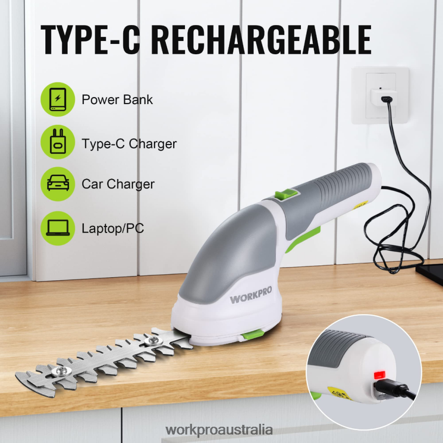 WORKPRO 2 in 1 Handheld 36V Electric Cordless Shrubbery Trimmer Hedge Shears/Grass Cutter D4R0VT268 Tool Pink/Green/White