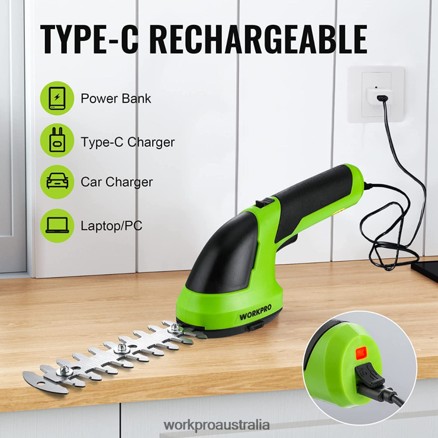 WORKPRO 2 in 1 Handheld 72V Electric Cordless Shrubbery Trimmer Hedge Shears/Grass Cutter D4R0VT269 Tool Pink/Green/White