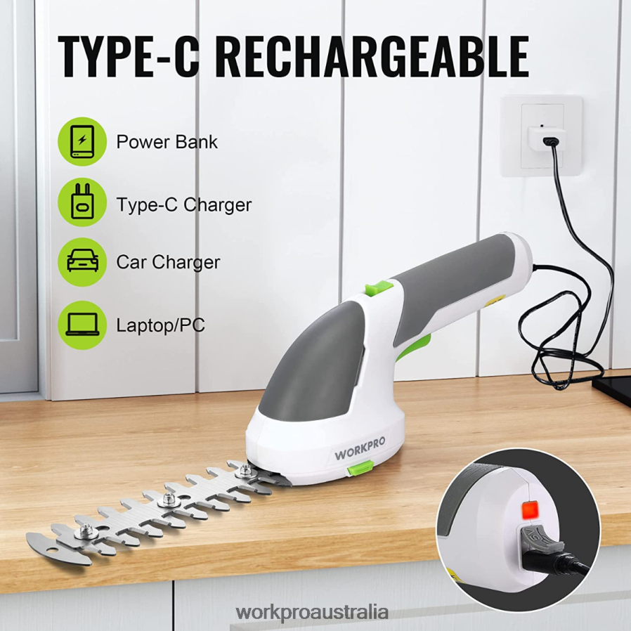 WORKPRO 2 in 1 Handheld 72V Electric Cordless Shrubbery Trimmer Hedge Shears/Grass Cutter D4R0VT269 Tool Pink/Green/White