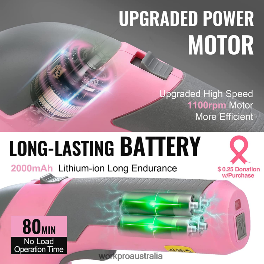 WORKPRO 2 in 1 Handheld 72V Electric Cordless Shrubbery Trimmer Hedge Shears/Grass Cutter D4R0VT269 Tool Pink/Green/White