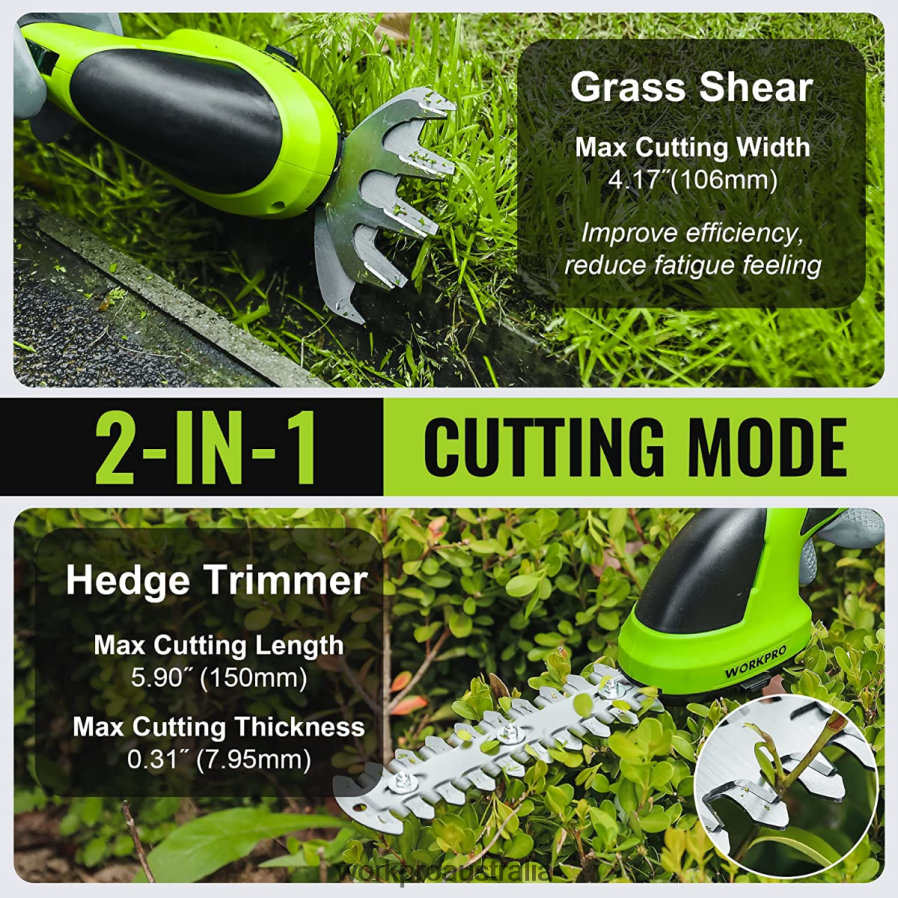 WORKPRO 2 in 1 Handheld 72V Electric Cordless Shrubbery Trimmer Hedge Shears/Grass Cutter D4R0VT269 Tool Pink/Green/White