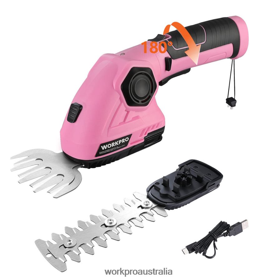 WORKPRO 2 in 1 Handheld Hedge Trimmer 72V Electric Grass Trimmer/Hedge Shears D4R0VT266 Tool Pink