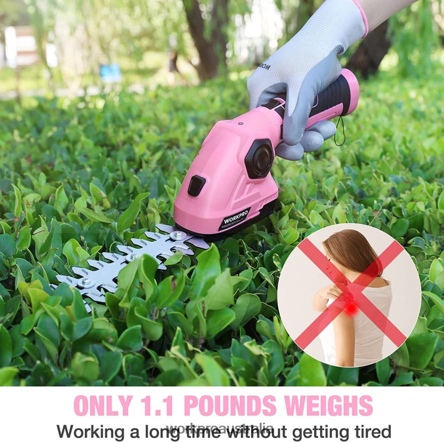 WORKPRO 2 in 1 Handheld Hedge Trimmer 72V Electric Grass Trimmer/Hedge Shears D4R0VT266 Tool Pink