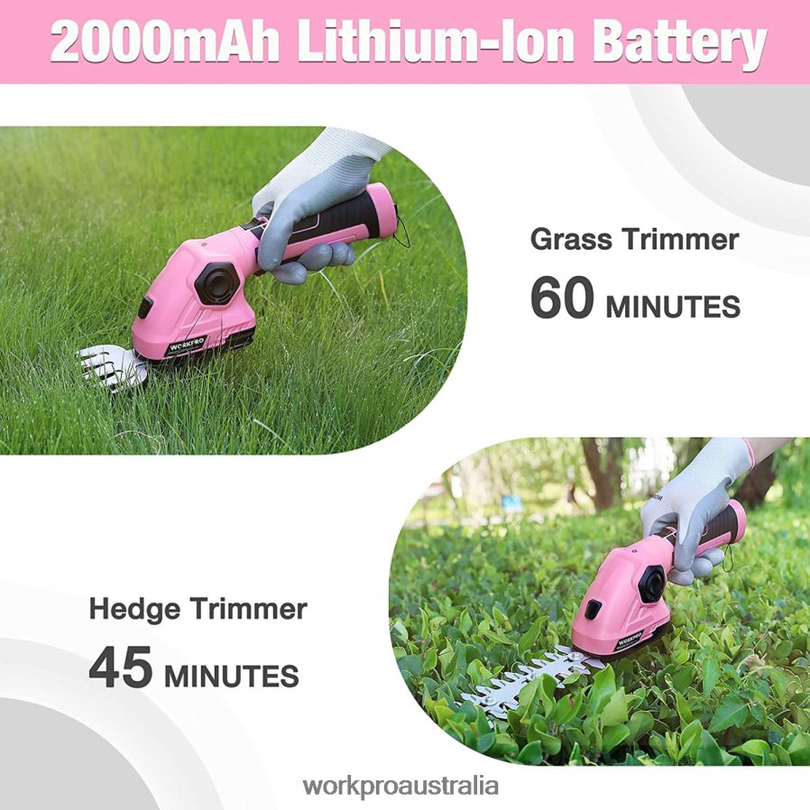 WORKPRO 2 in 1 Handheld Hedge Trimmer 72V Electric Grass Trimmer/Hedge Shears D4R0VT266 Tool Pink