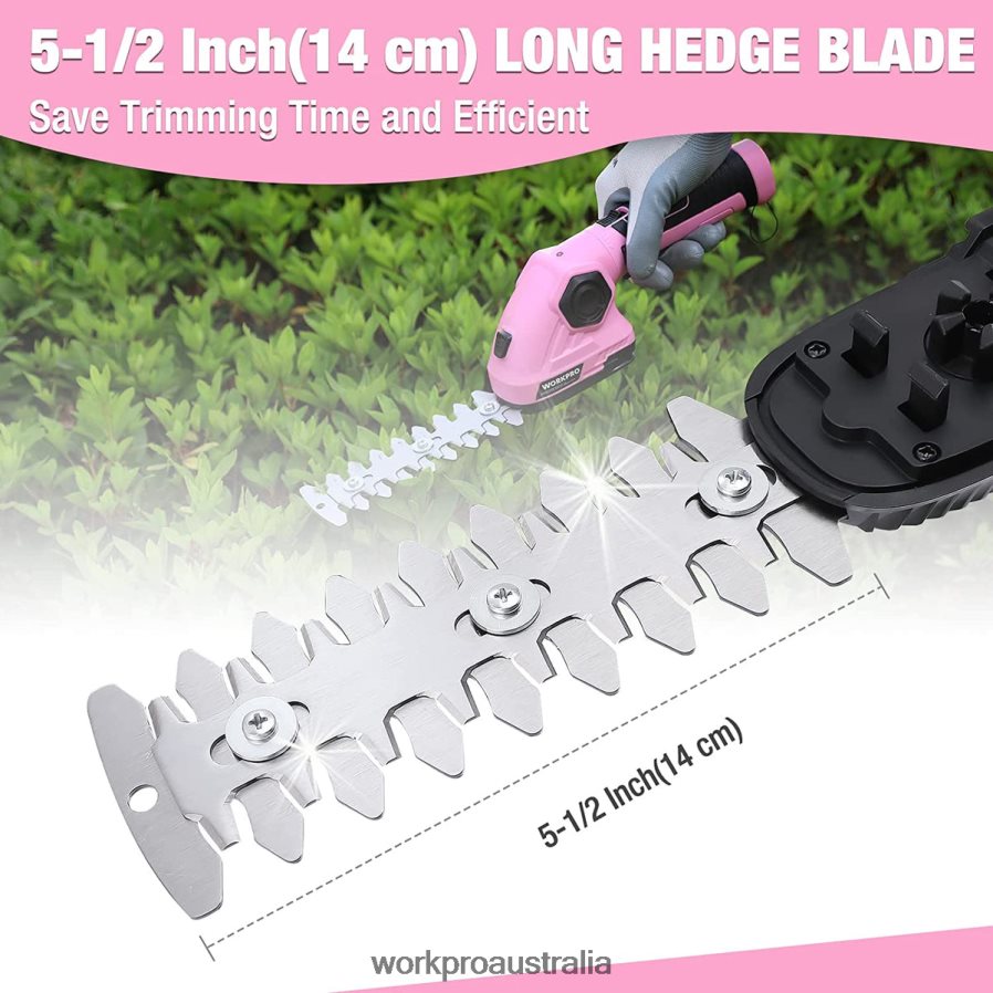 WORKPRO 2 in 1 Handheld Hedge Trimmer 72V Electric Grass Trimmer/Hedge Shears D4R0VT266 Tool Pink
