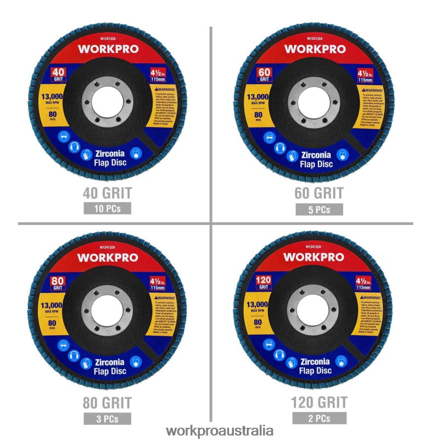 WORKPRO 20 Pcs Flap Discs Zirconia Abrasive Grinding Wheel and Flap Sanding Disc D4R0VT209 Tool Useful