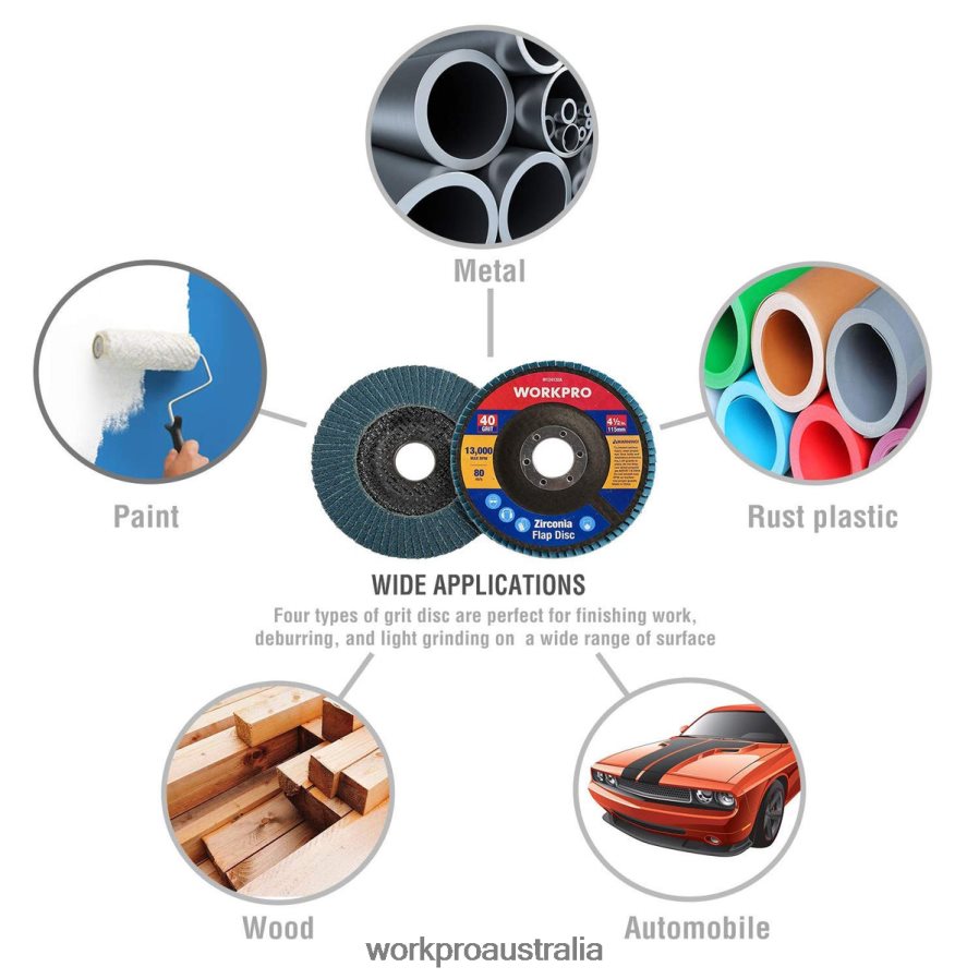 WORKPRO 20 Pcs Flap Discs Zirconia Abrasive Grinding Wheel and Flap Sanding Disc D4R0VT209 Tool Useful