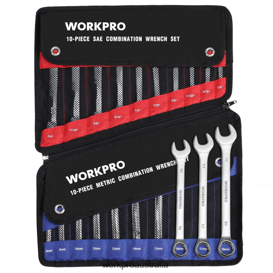 WORKPRO 20 Pcs Metric  SAE Combination Cr-V 12-point Wrench Set D4R0VT93 Tool Morden