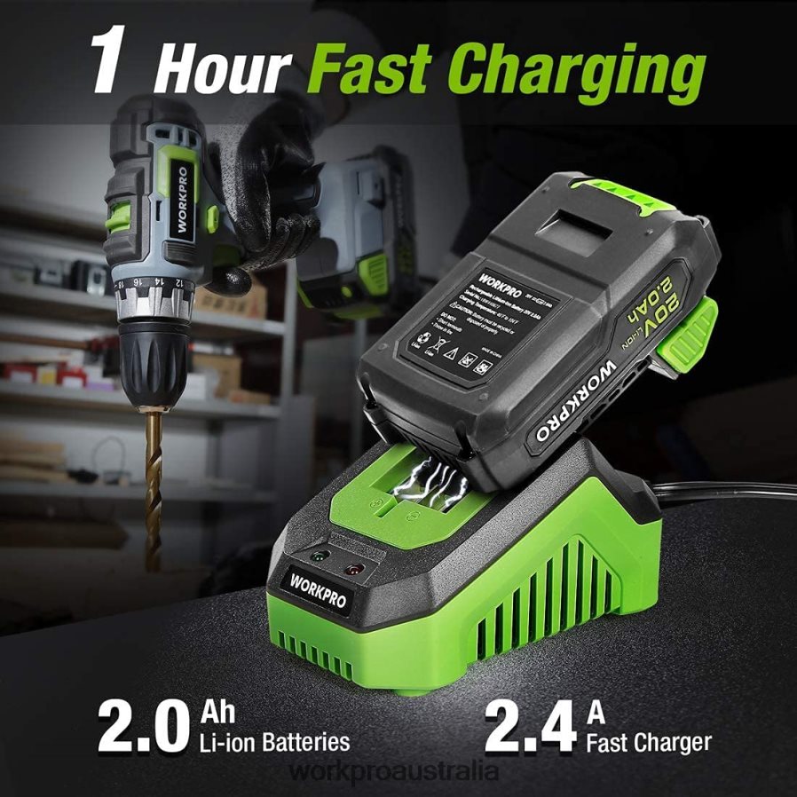 WORKPRO 20V Cordless Drill Combo Kit Drill Driver and Impact Driver with 2x 20Ah Batteries and 1 Hour Fast Charger D4R0VT169 Tool Helpful