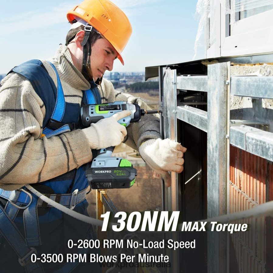 WORKPRO 20V Cordless Drill Combo Kit Drill Driver and Impact Driver with 2x 20Ah Batteries and 1 Hour Fast Charger D4R0VT169 Tool Helpful