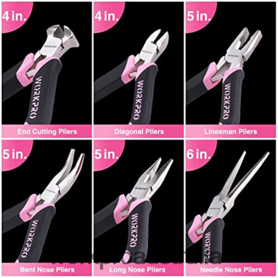 WORKPRO 20V Cordless Drill Driver Set  6-Piece Mini Pliers  10-piece Tool Kit  Cordless Glue Gun D4R0VT316 Tool Pink