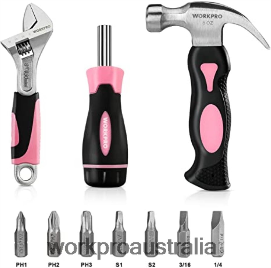WORKPRO 20V Cordless Drill Driver Set  6-Piece Mini Pliers  10-piece Tool Kit  Cordless Glue Gun D4R0VT316 Tool Pink