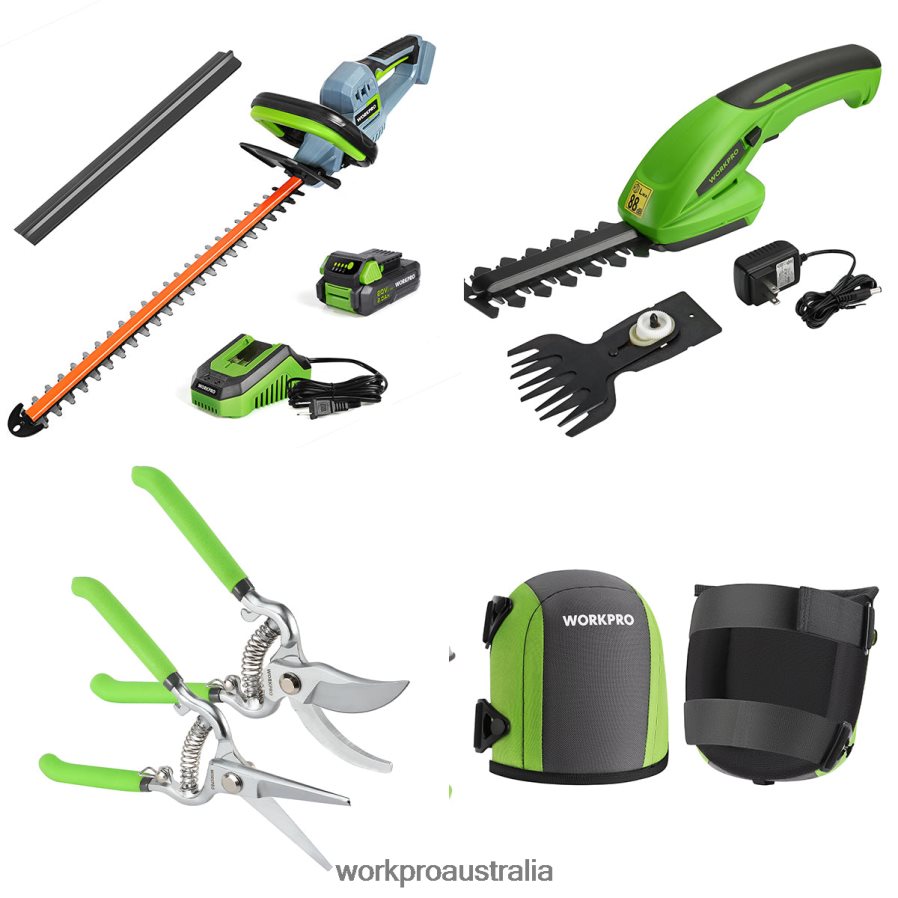 WORKPRO 20V Cordless Hedge Trimmer  2 in 1 Handheld Hedge Trimmer  2-Piece Pruning Shears  Garden Knee Pads D4R0VT320 Tool Morden