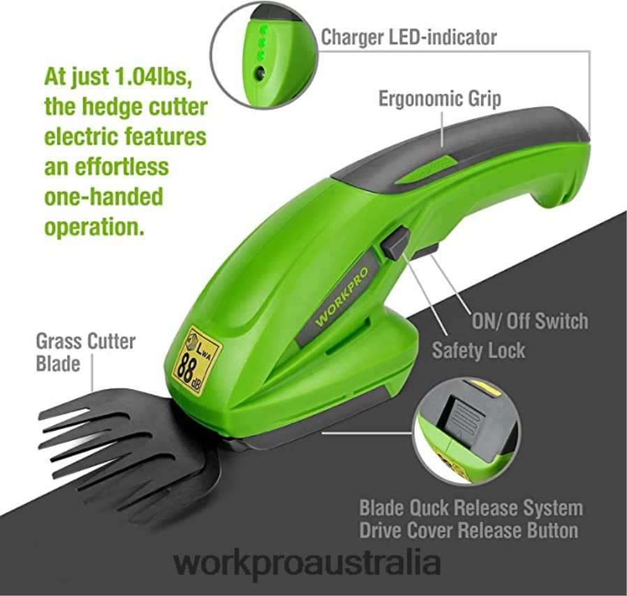 WORKPRO 20V Cordless Hedge Trimmer  2 in 1 Handheld Hedge Trimmer  2-Piece Pruning Shears  Garden Knee Pads D4R0VT320 Tool Morden