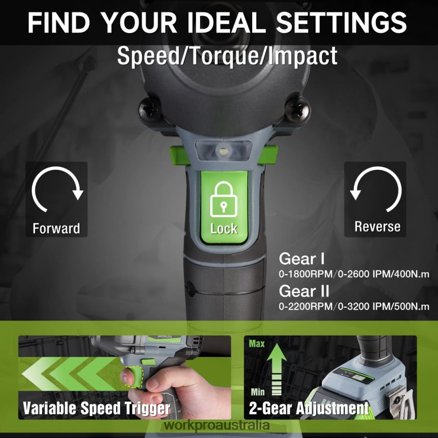 WORKPRO 20V Cordless Impact Wrench with 40 Ah Battery Fast Charger 4 Impact Sockets and Storage Case D4R0VT188 Tool Morden