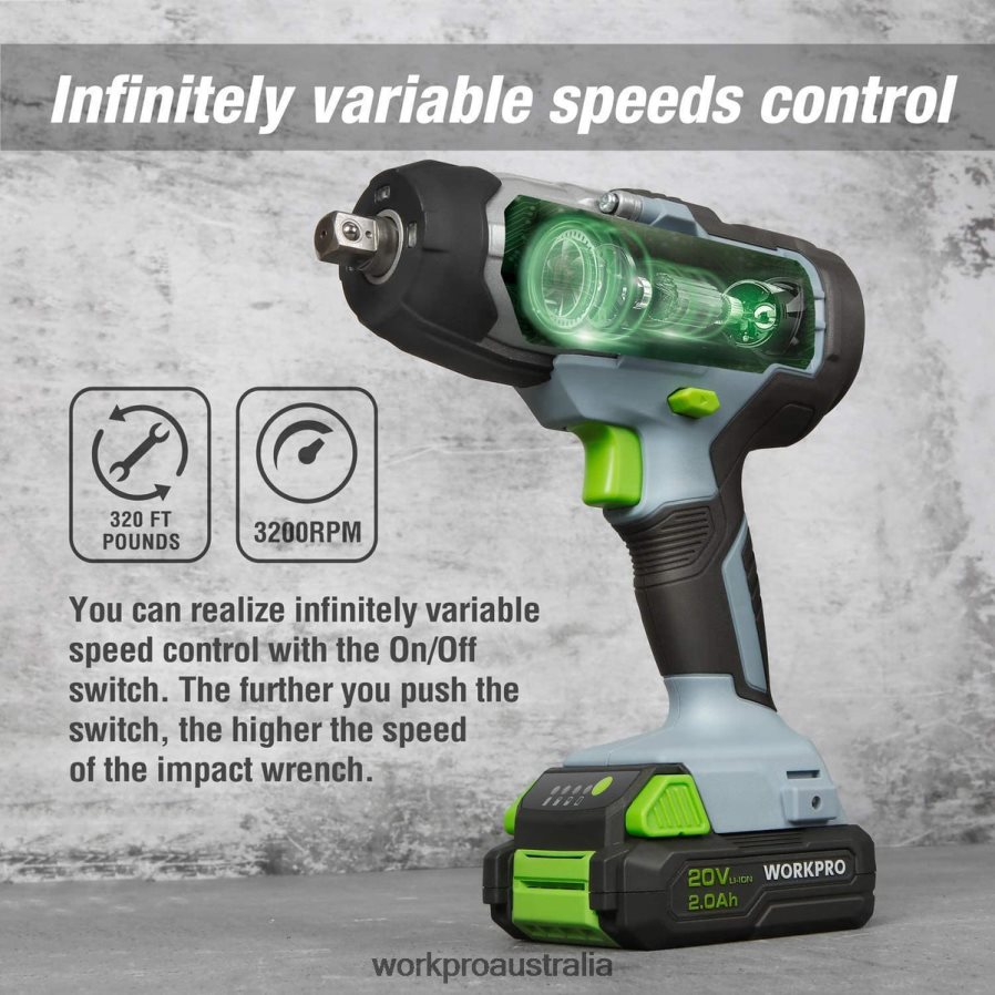 WORKPRO 20V Cordless Impact Wrench with Fast Charger Belt Clip for Easy Carrying D4R0VT187 Tool Morden