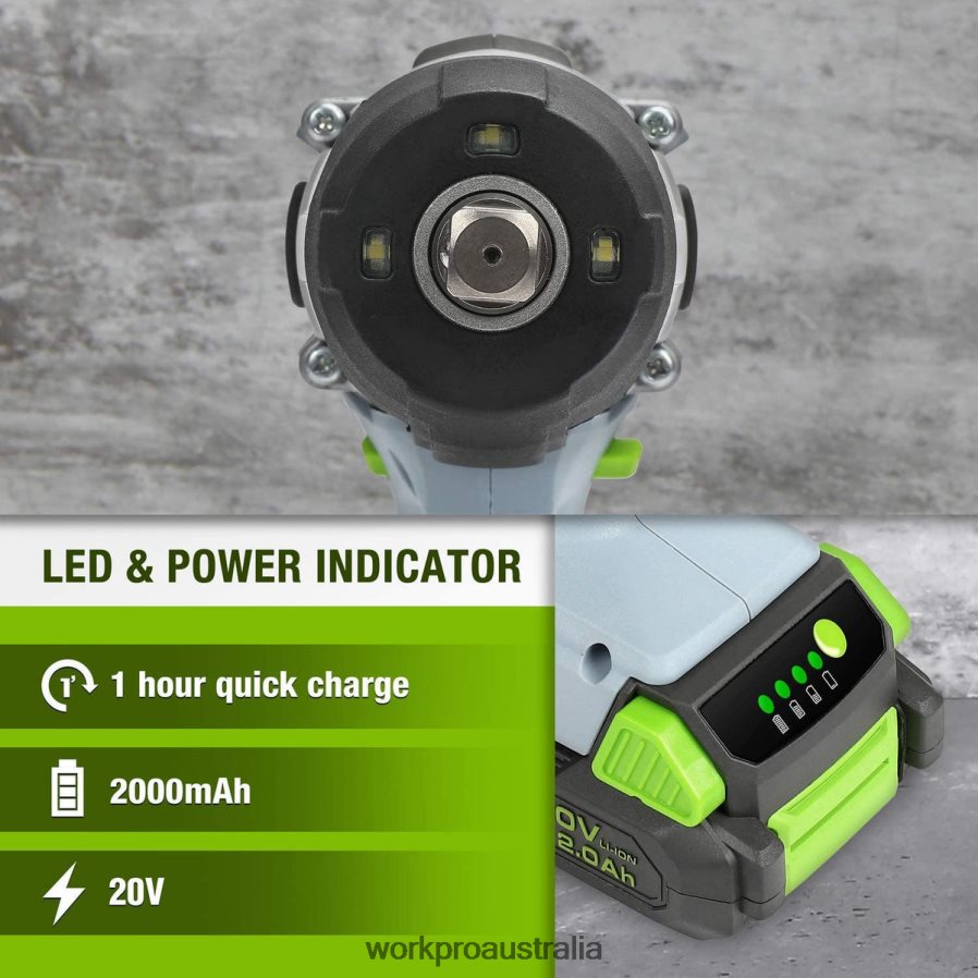 WORKPRO 20V Cordless Impact Wrench with Fast Charger Belt Clip for Easy Carrying D4R0VT187 Tool Morden